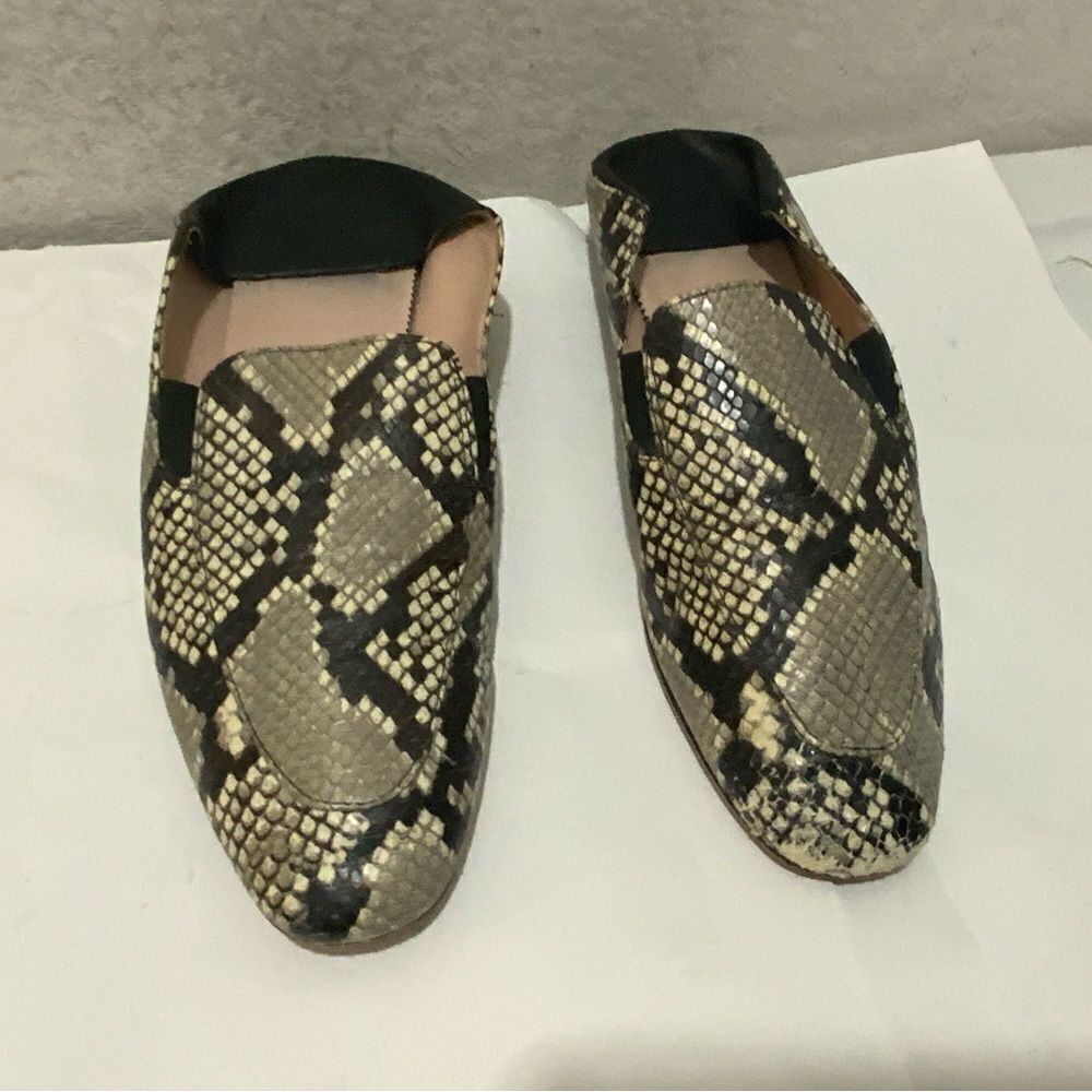J.Crew Women's Sz 9 Snakeskin Embossed Leather Convertible Mules Loafers